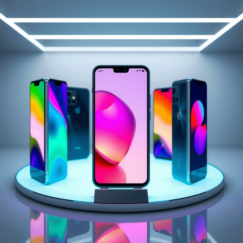 Modern smartphone display showcasing latest mobile devices with sleek design, vibrant screen, and premium build quality representing Botellco's device collection